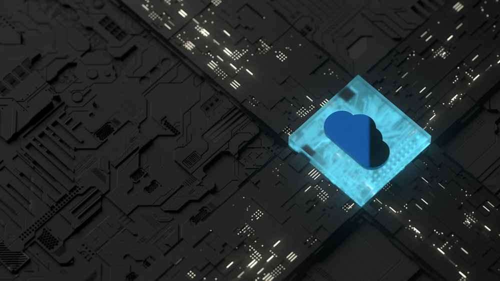 "Illustration of clouds with digital icons, representing the concept of cloud native technology.