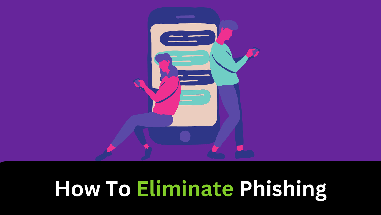 An illustrated guide demonstrating steps to eliminate phishing attacks, featuring a shield blocking a fishing hook symbolizing protection against online scams.
